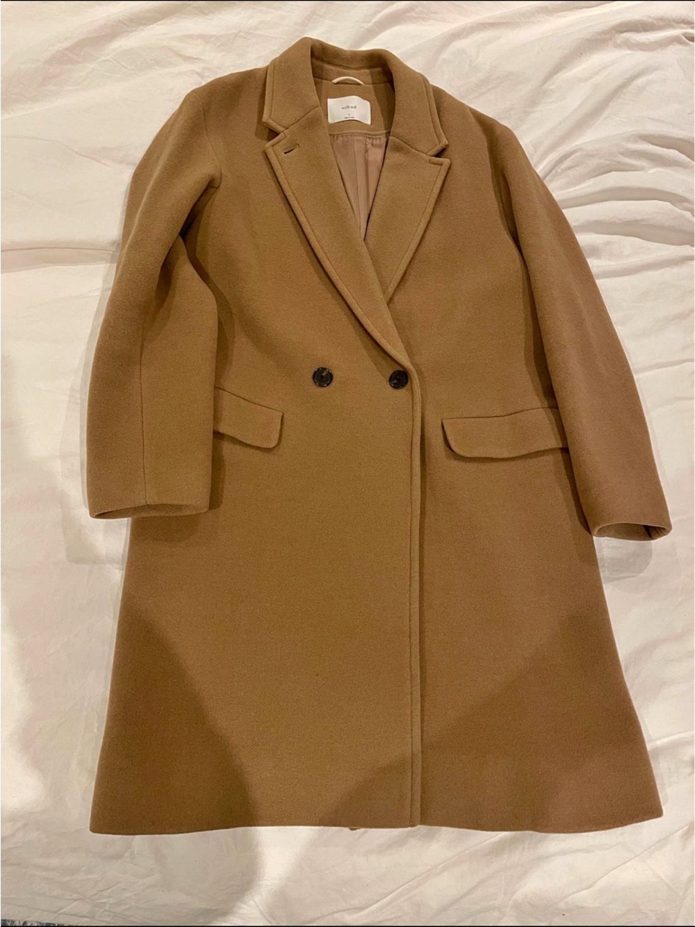 Wilfred Double-Breasted Camel Trench Coat